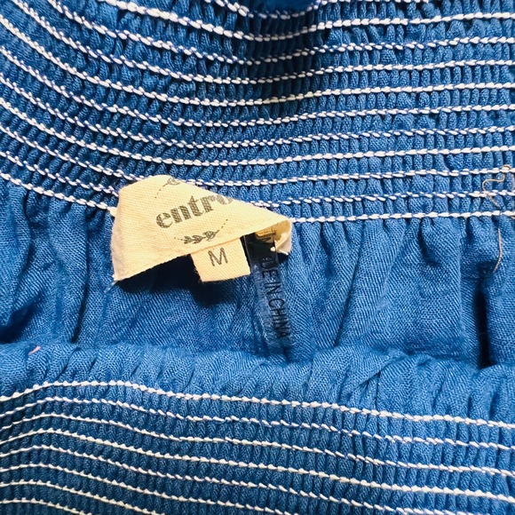 Entro Navy Multicolored Striped Off Shoulder Tunic Dress Size Medium - Picture 4 of 8